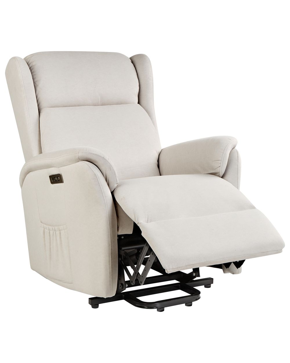 Electric Recliner Chair ELEGY with Footrest Velvet Light Beige