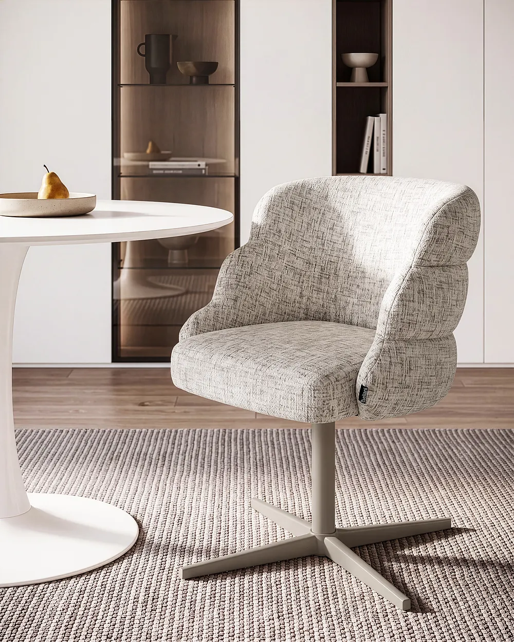Dining Chair Swivel YOUNGSTOWN Fabric Light Beige