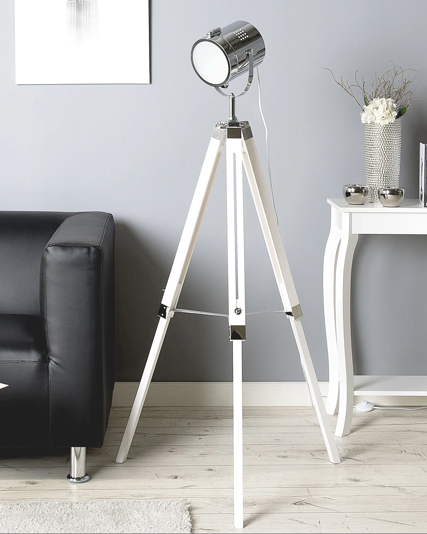 Floor Lamp ALZETTE Pine Wood White_67608