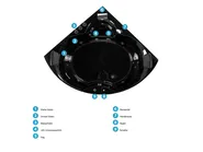 Whirlpool Badewanne Eckmodell mit LED SENADO 205 x 150 cm Schwarz_781369