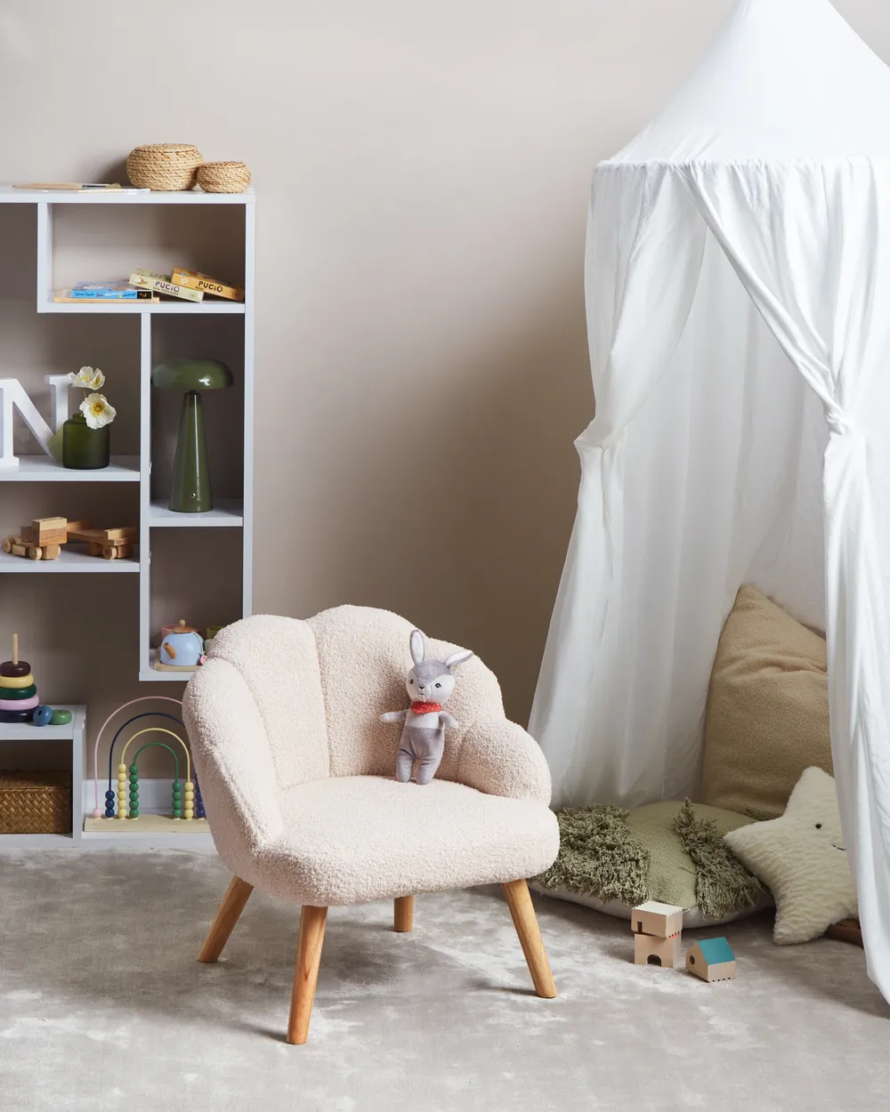 Kids Armchair MILAND Boucle Light Beige