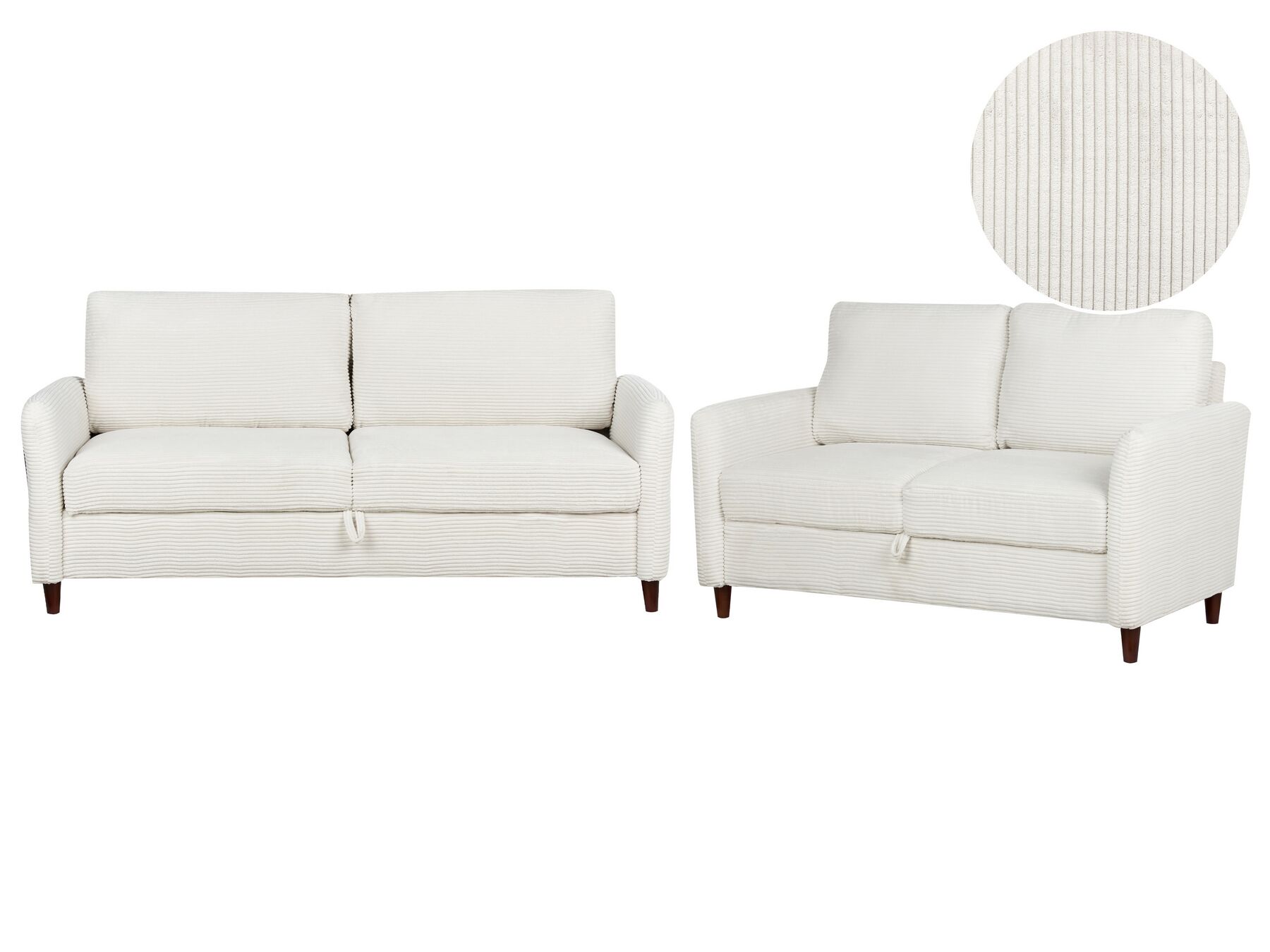 Jumbo Cord Living Room Sofa Set White MARE_918742