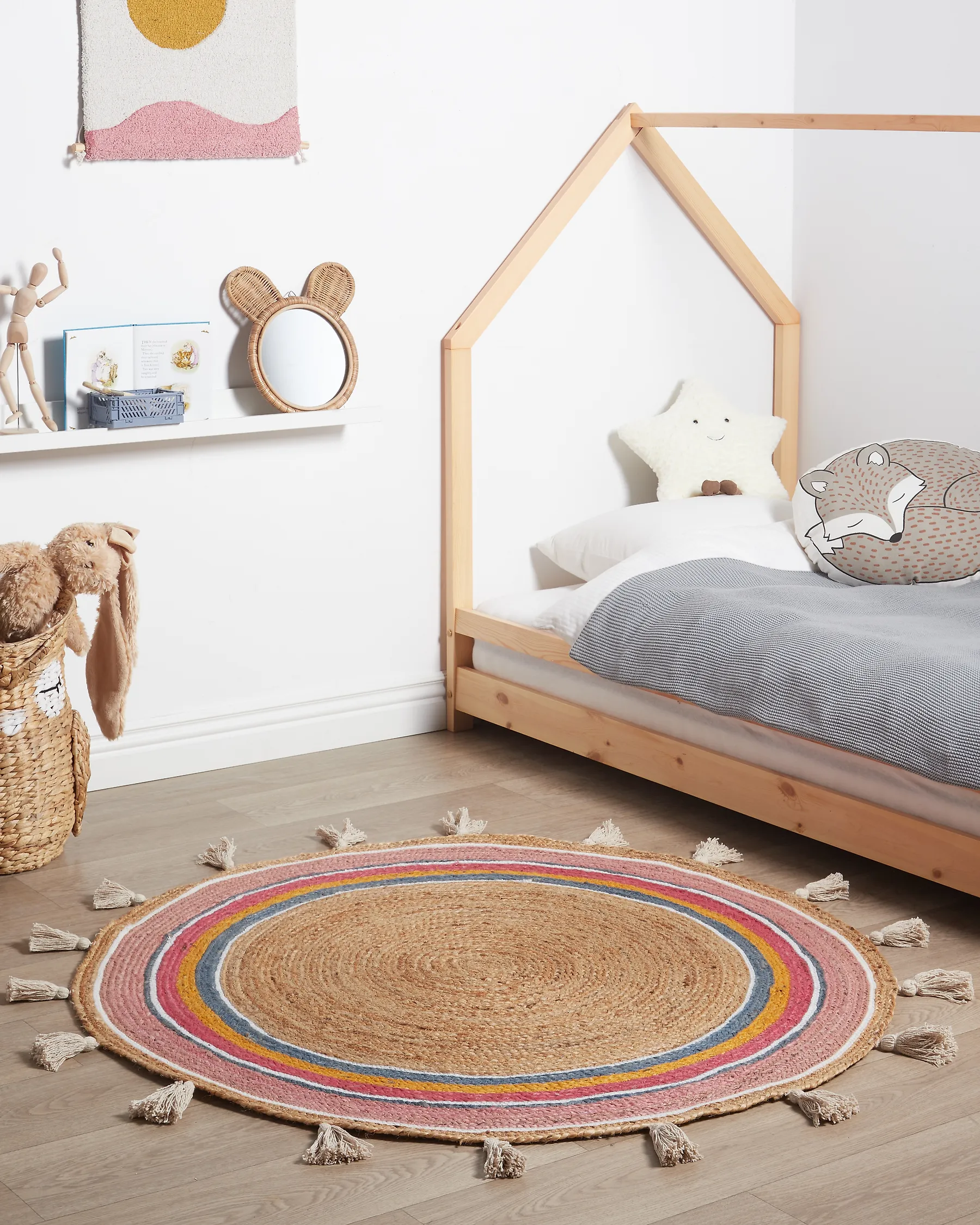 Kinderteppich ZANAVI Bunt ø 120 cm Jute_906531