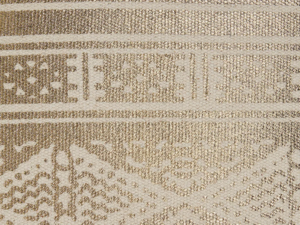 Conjunto de 2 almofadas decorativas OUJDA 50 x 50 cm Algodão Dourado Padrão geométrico_831052