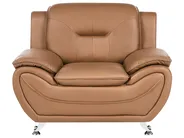 Living Room Set 6 Seater LEIRA Faux Leather Golden Brown_1058429
