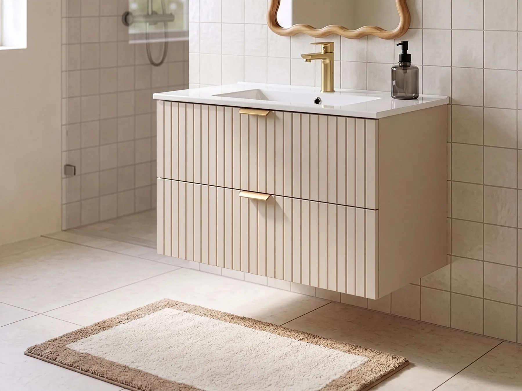 Wall Mounted Vanity Unit with Basin TOTORANI 60 cm Beige_1123579