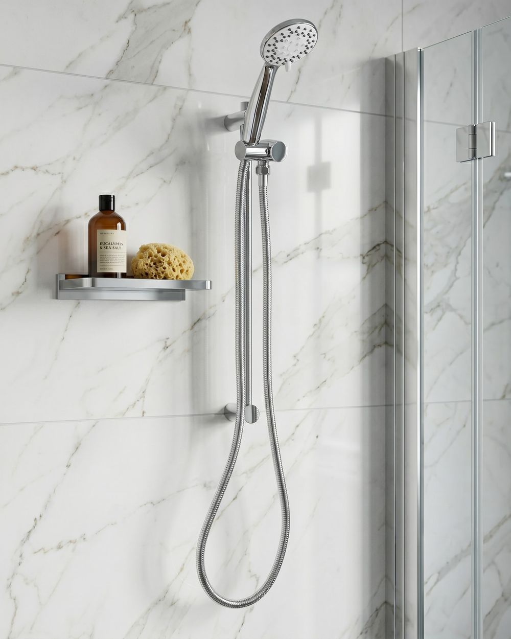 Shower Head and Hose Kit MACAY 3-function Silver