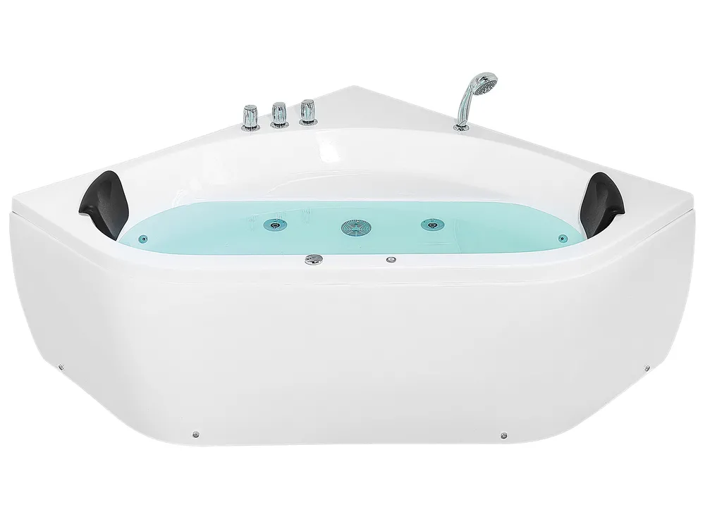 Vasca idromassaggio angolare con LED MEVES 140 x 140 cm Bianco_870353