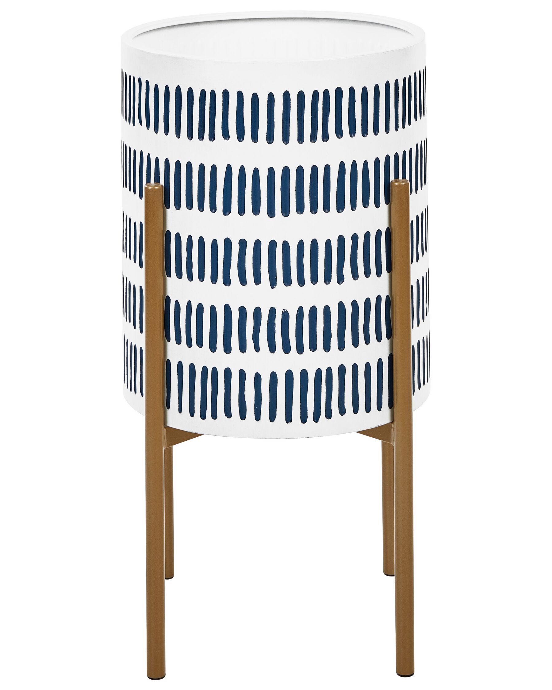 Doniczka na stojaku metalowa 31 x 31 x 58 cm biało-niebieska NEMOROSA_923617