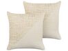 Set di 2 cuscini cotone beige chiaro e bianco crema 45 x 45 cm PELLAEA_840352