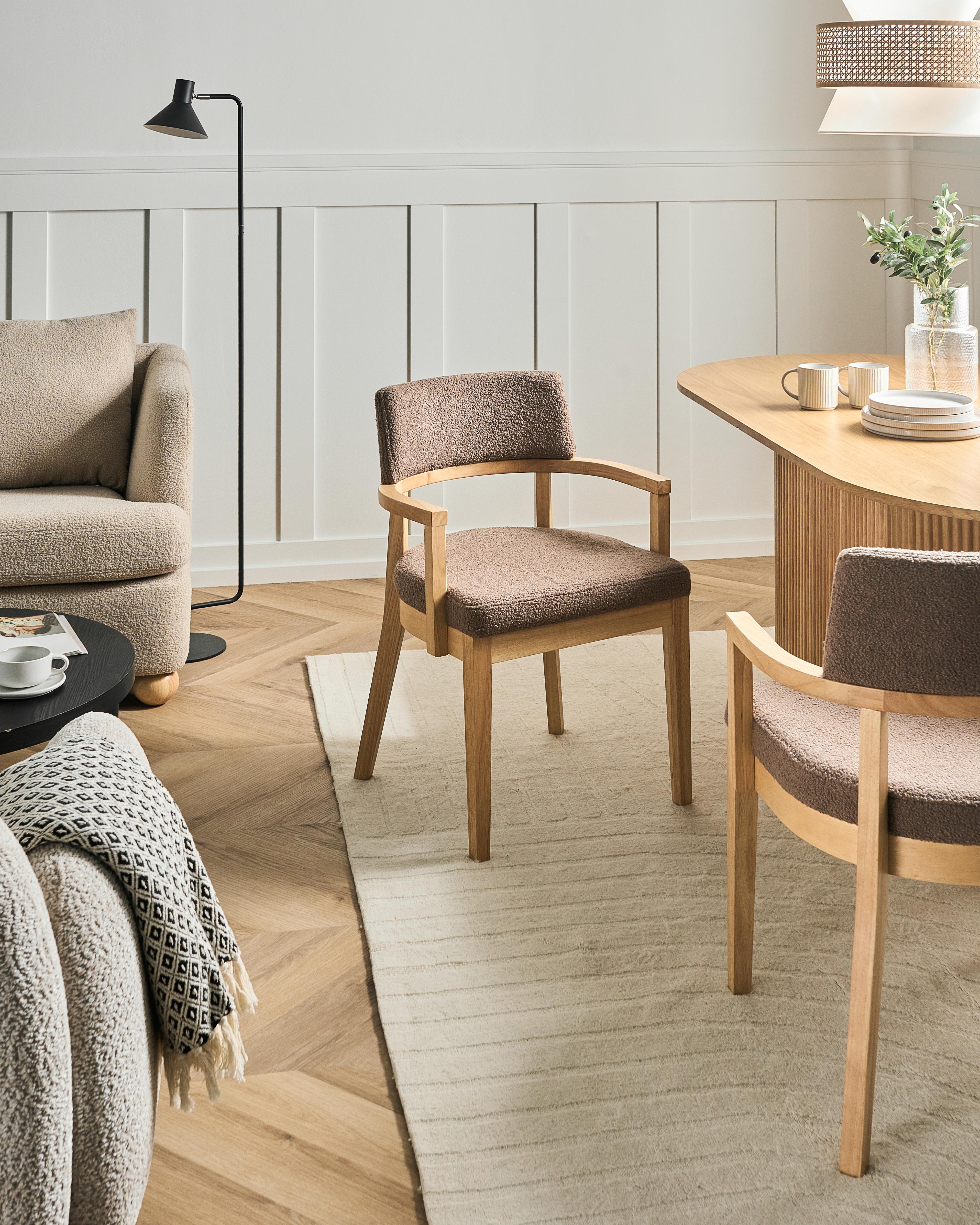 Lot de 2 chaises de salle à manger DALBO Bouclé Marron clair/taupe