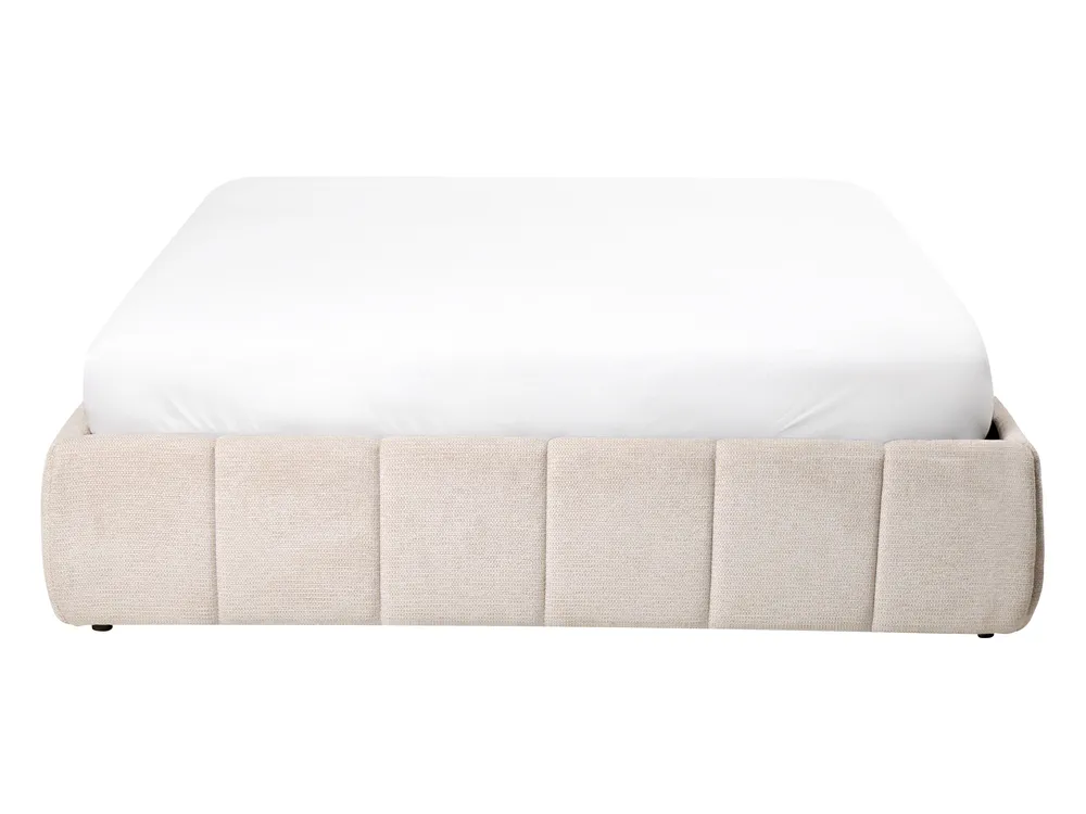 Ottoman Bed without Headboard GENAS Fabric Light Beige 140 x 200 cm (EU Double)_1070207