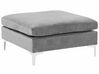 Left Hand 6 Seater Modular Velvet Corner Sofa with Ottoman Grey EVJA_789269