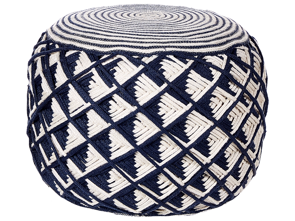 Outdoor Pouf marineblau beige 50 cm rund KAWAN Beliani