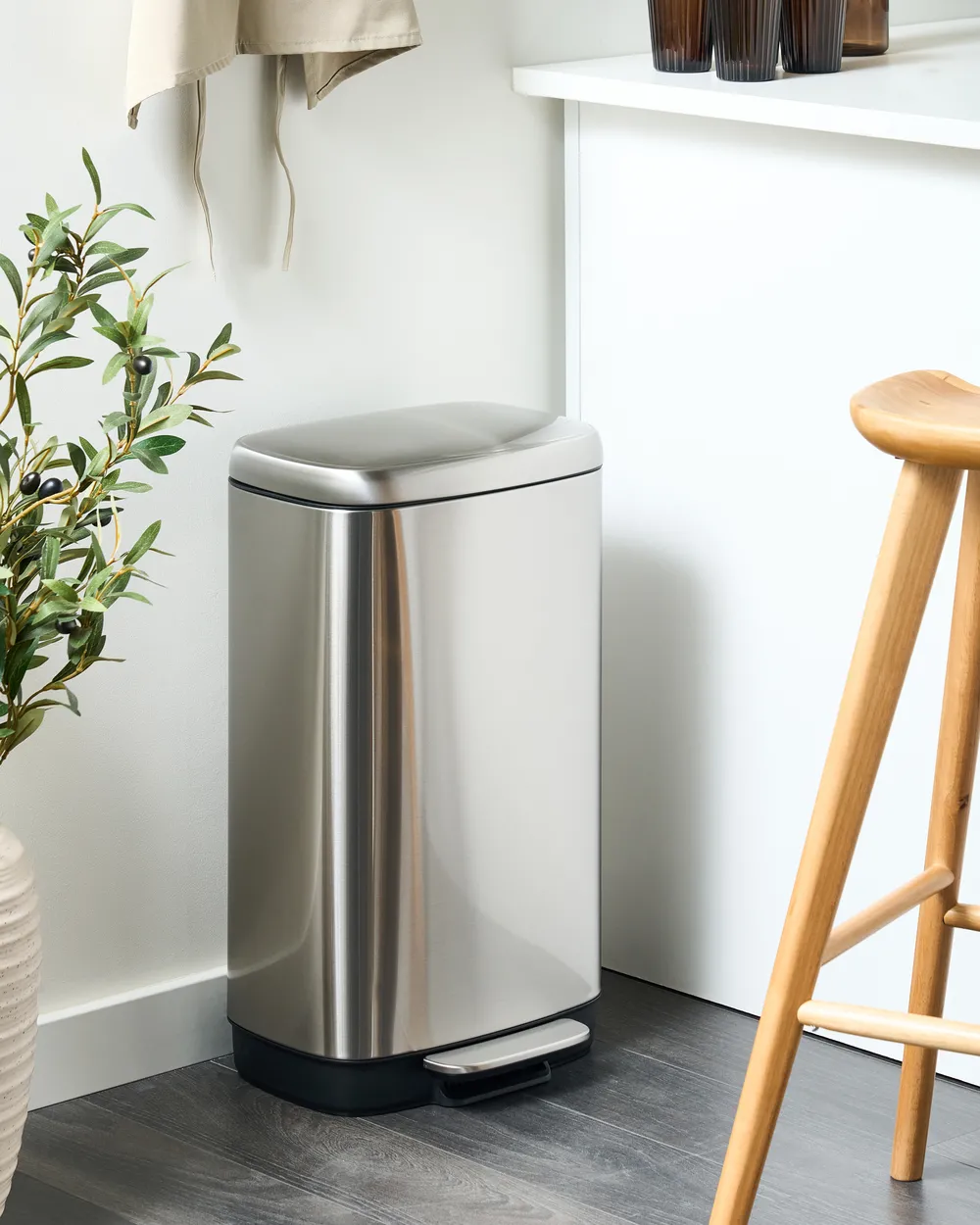 Kosz na śmieci z pedałem 30 L ECOCOLLECT Metal Srebrny