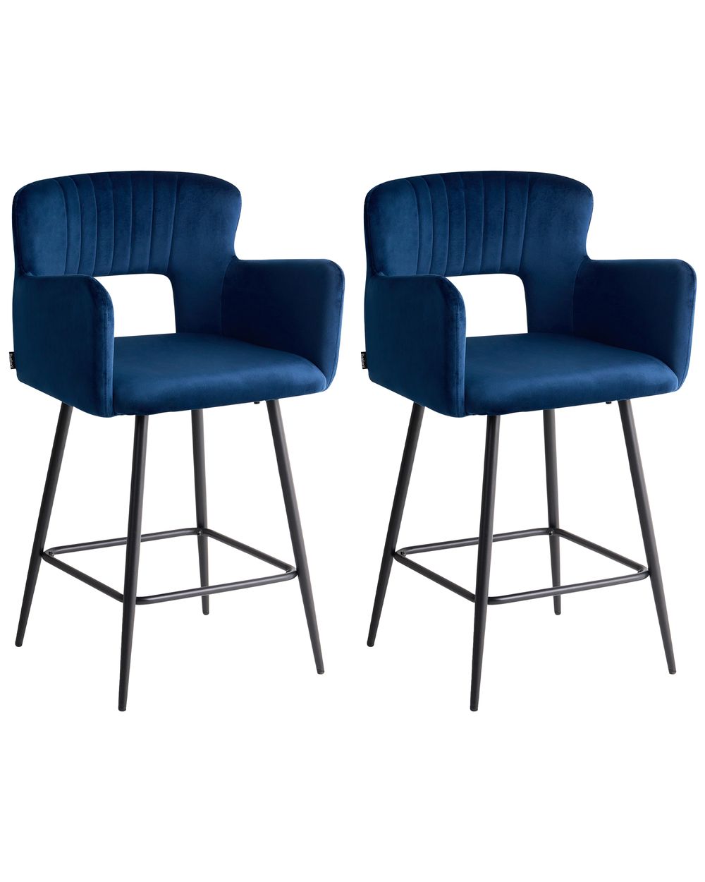 Lot de 2 chaises de bar SANILAC Velours Bleu marine