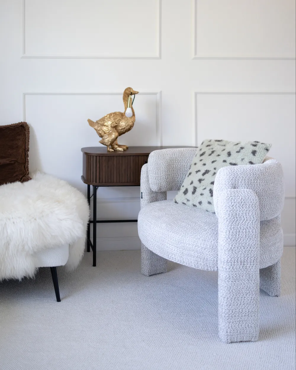 Armchair BUREA Chenille Light Beige_1022108
