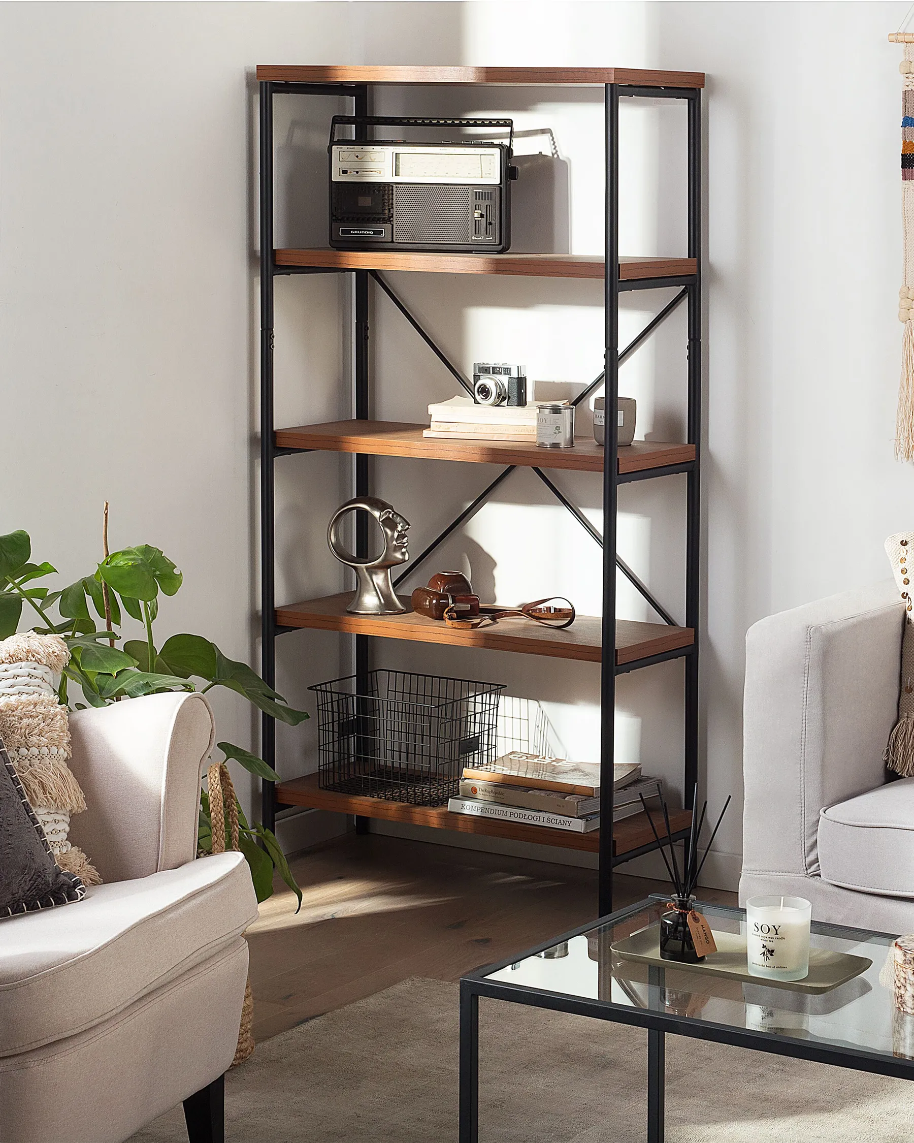 4 Tier Shelving Unit BRISBANE 160 cm Dark Brown_758755