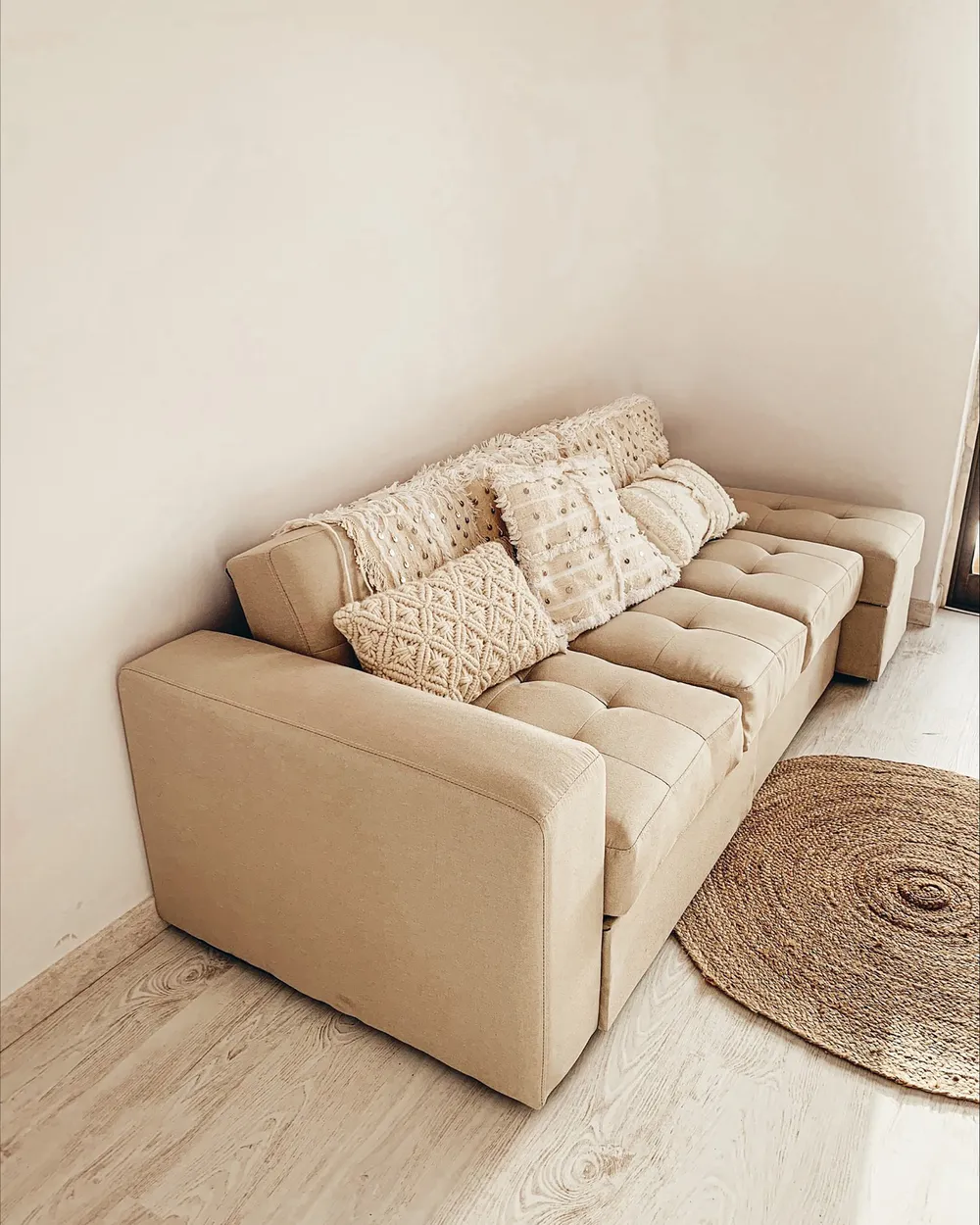 Sofa Bed 3 Seater FALSTER with Storage Fabric Beige_847995