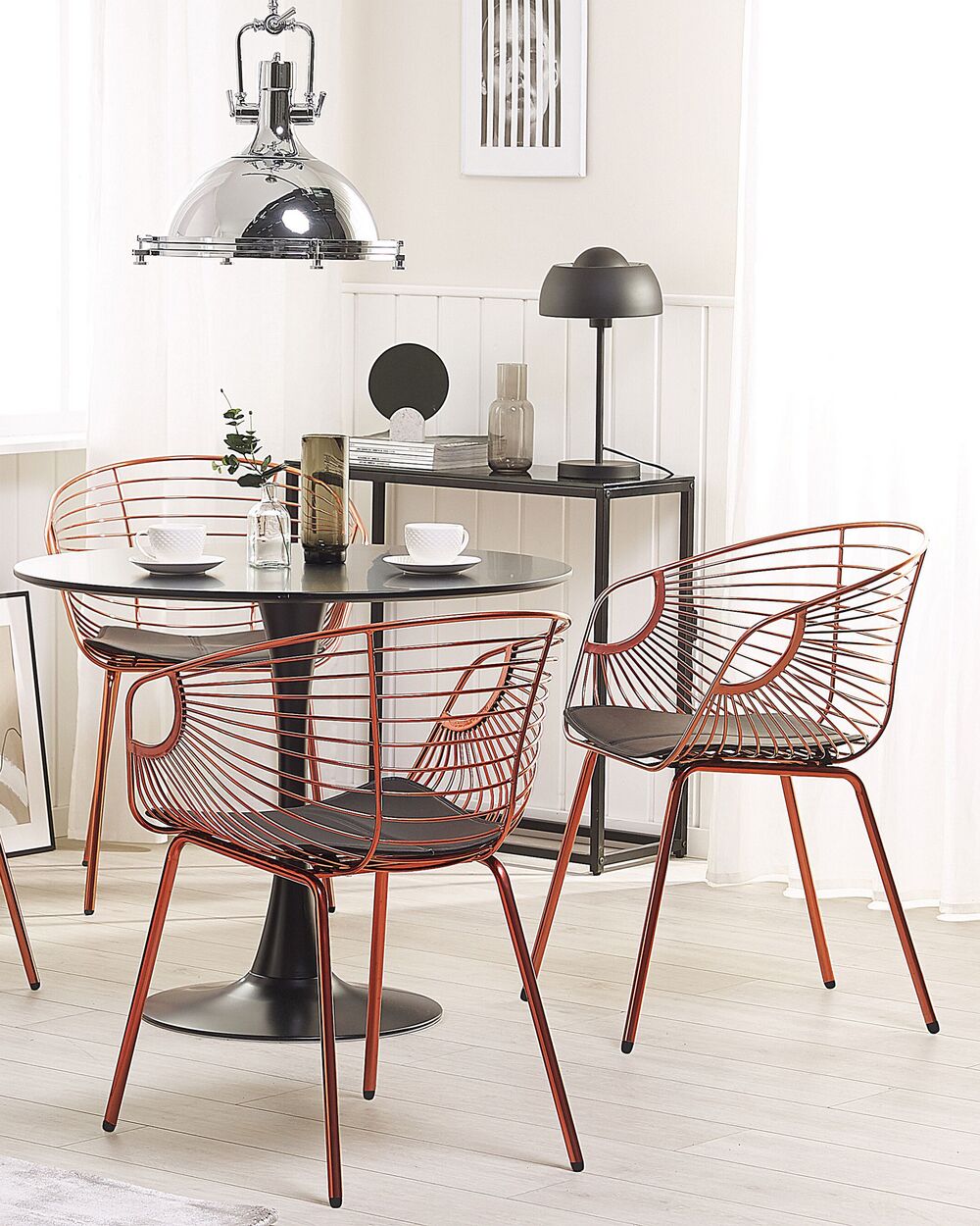 Dining Chair HOBACK Set of 2 Metal Copper Beliani