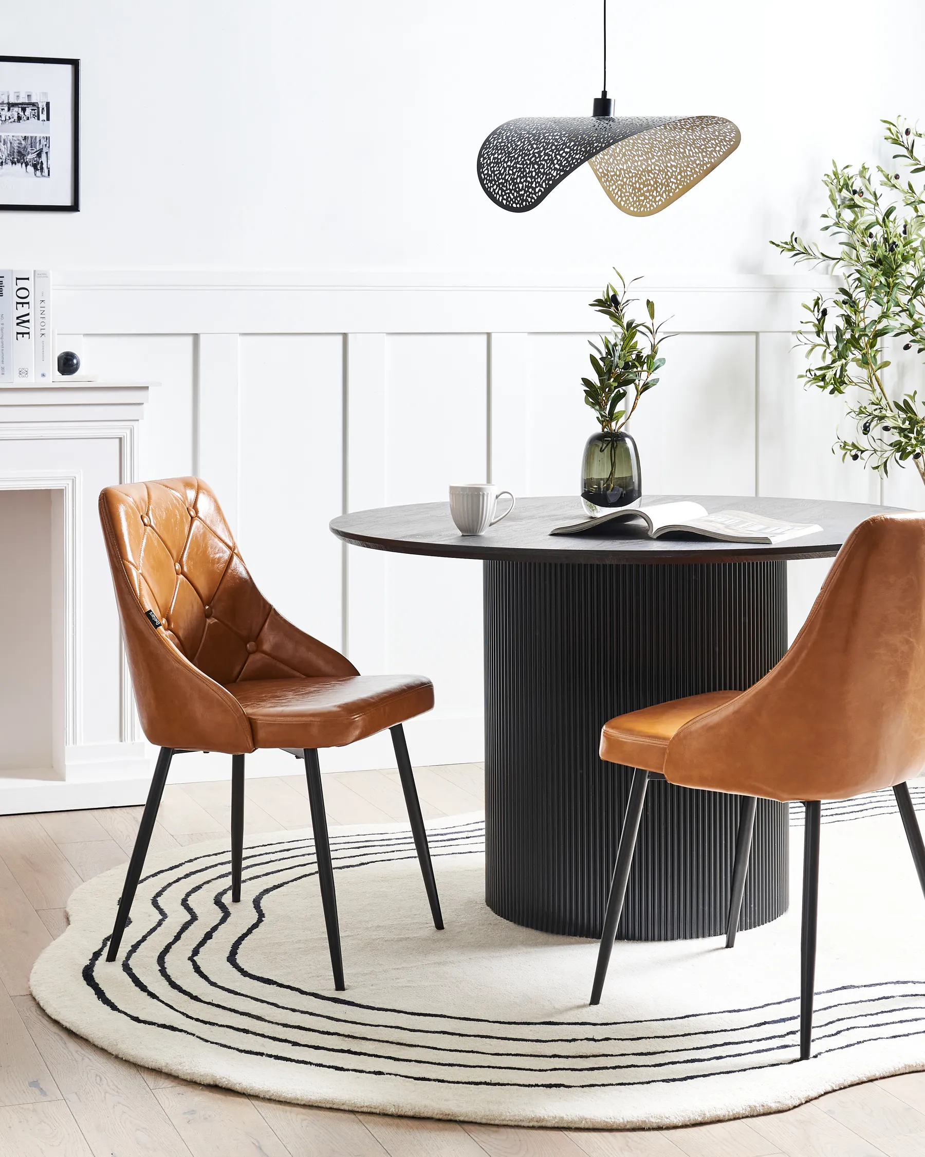 Set of 2 Dining Chairs VALERIE Faux Leather Golden Brown_956893