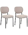 Set of 2 Dining Chairs LOLETA Fabric Light Brown