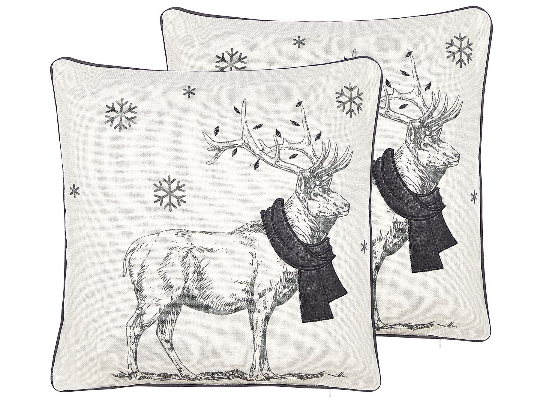 Set of 2 Cushions Reindeer Motif 45 x 45 cm Black and White SVEN_814104