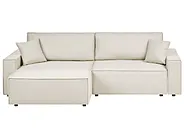 Corner Sofa Bed TORSANG Reversible Fabric Light Beige_1198778