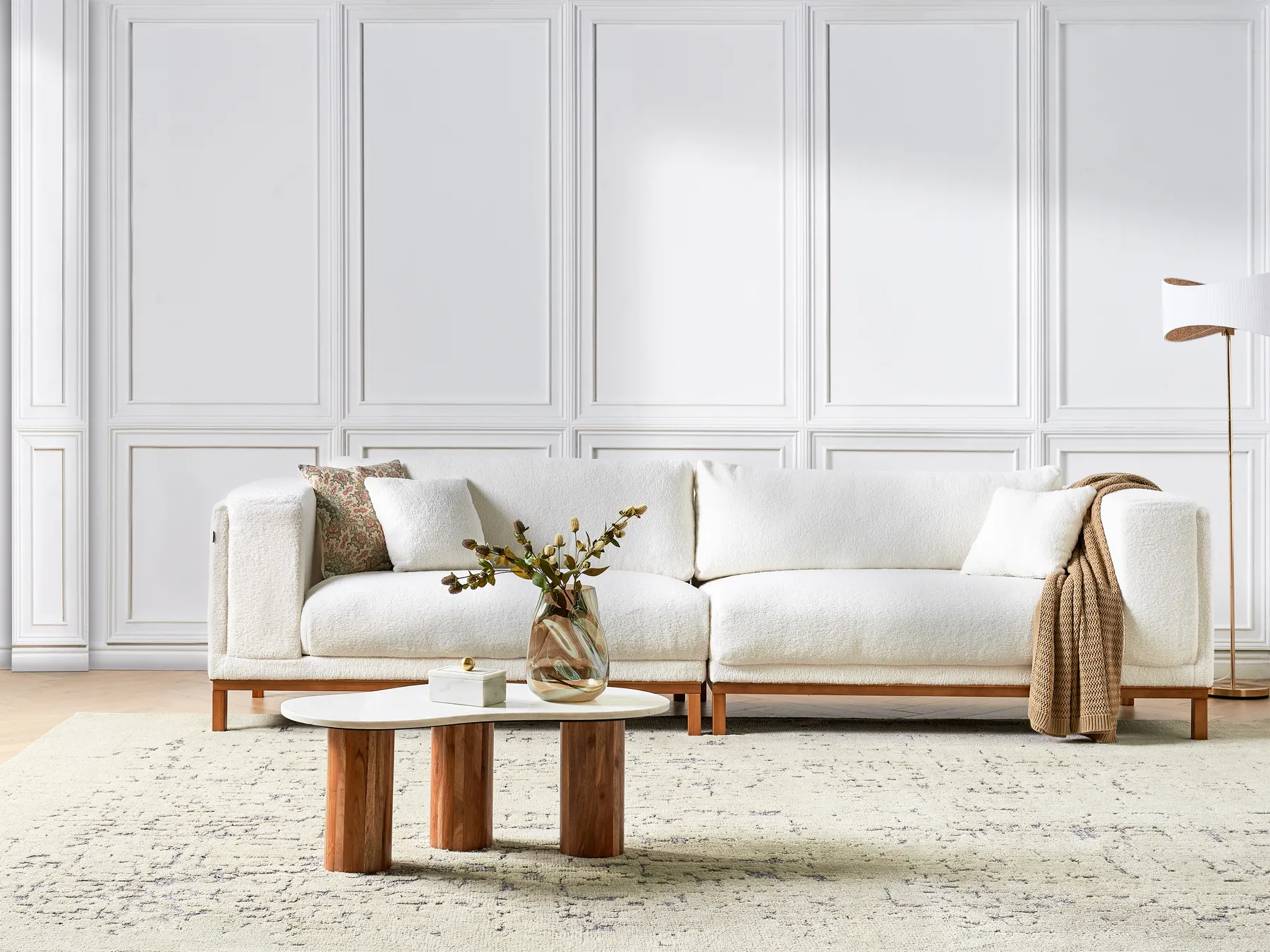 Sofa 4 Seater VENG Boucle Off-White_945098