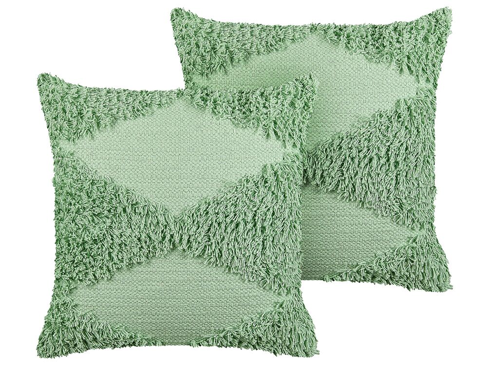 Set di 2 cuscini RHOEO Cotone 45 x 45 cm Verde chiaro