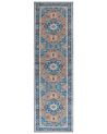Teppich blau / orange orientalisches Muster 60 x 200 cm Kurzflor RITAPURAM_831644
