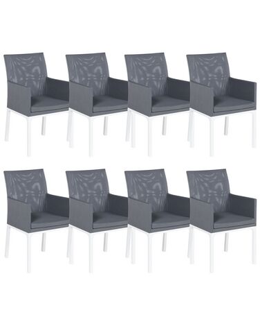 Conjunto de 8 sillas de poliéster gris oscuro/blanco BACOLI