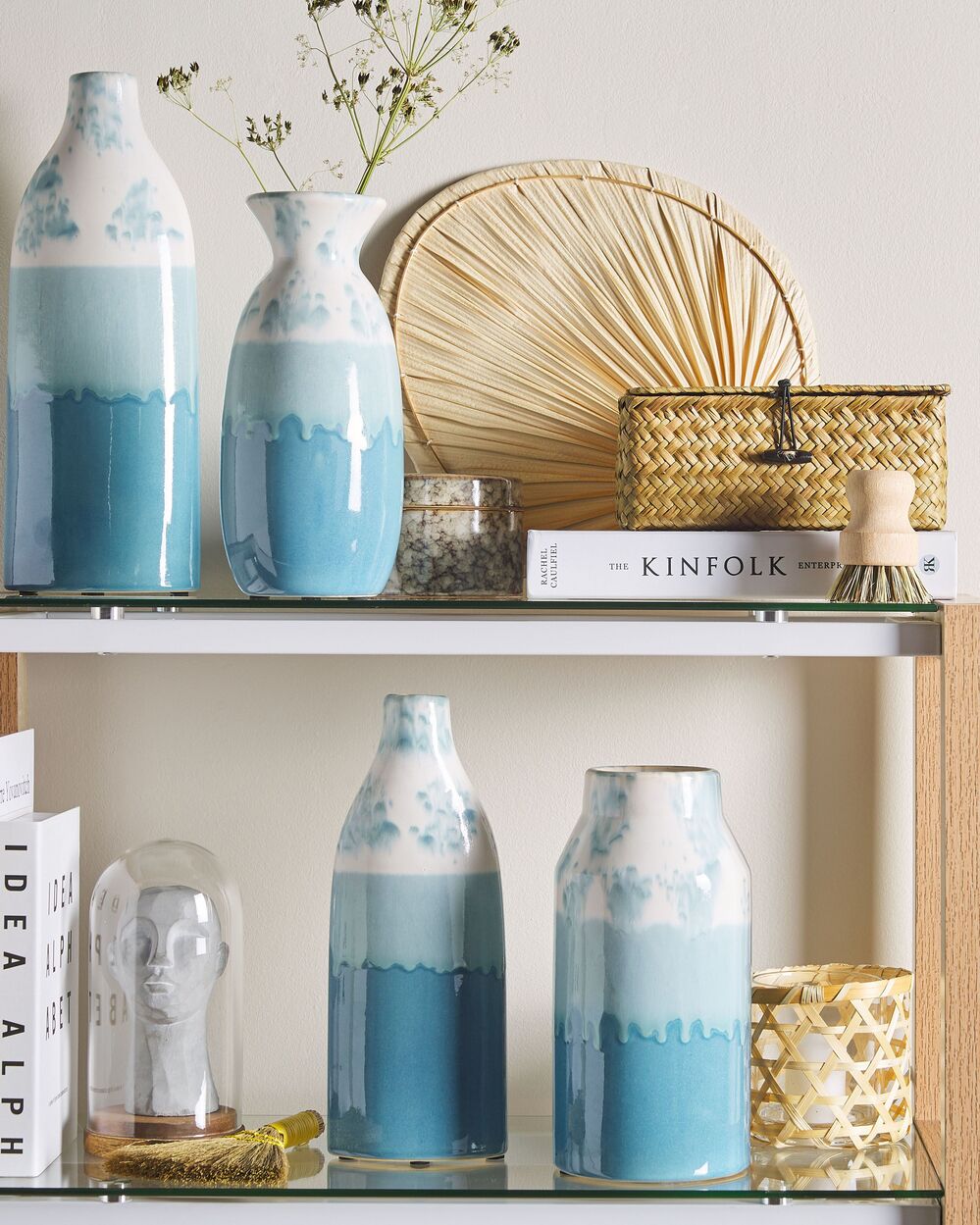 Blumenvase CHAMAIZI 26 cm Steinzeug Blau