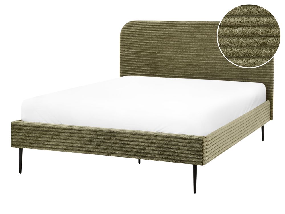 Bett mit Lattenrost Cord FLAYAT 140 x 200 cm Grün