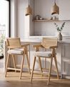 Set di 2 sedie alte AVA Legno Marrone chiaro/Beige