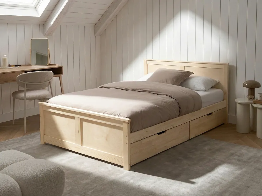 Bed with 2 Drawers DAUPHIN Various Sizes