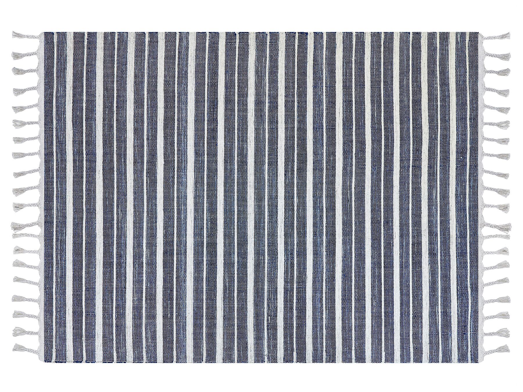 Outdoor Teppich dunkelblau / weiss 140 x 200 cm Streifenmuster Kurzflor BADEMLI_846569