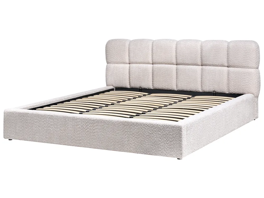 Bett mit Stauraum BASTON Bouclé Hellbeige 180 x 200 cm_997014