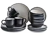 Set of 16 Dinnerware NUTMEG Stoneware Black