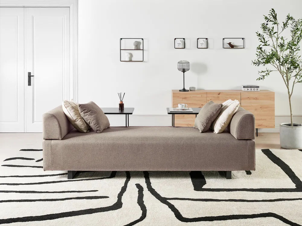 Sofa 3 Seater SOKNA with Tables Fabric Taupe_952887