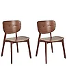Set of 2 Dining Chairs OVERLY Wood Brown Ash Wood