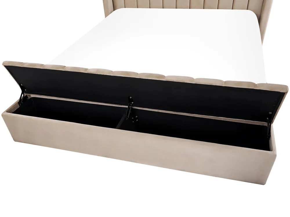 Letto con panca contenitore NOYERS Velluto Beige 180 x 200 cm_834534