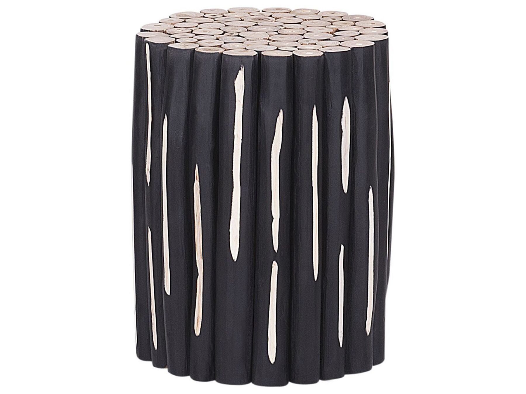 Tavolino legno di teak chiaro/nero ⌀ 30 cm ALTATA_759051