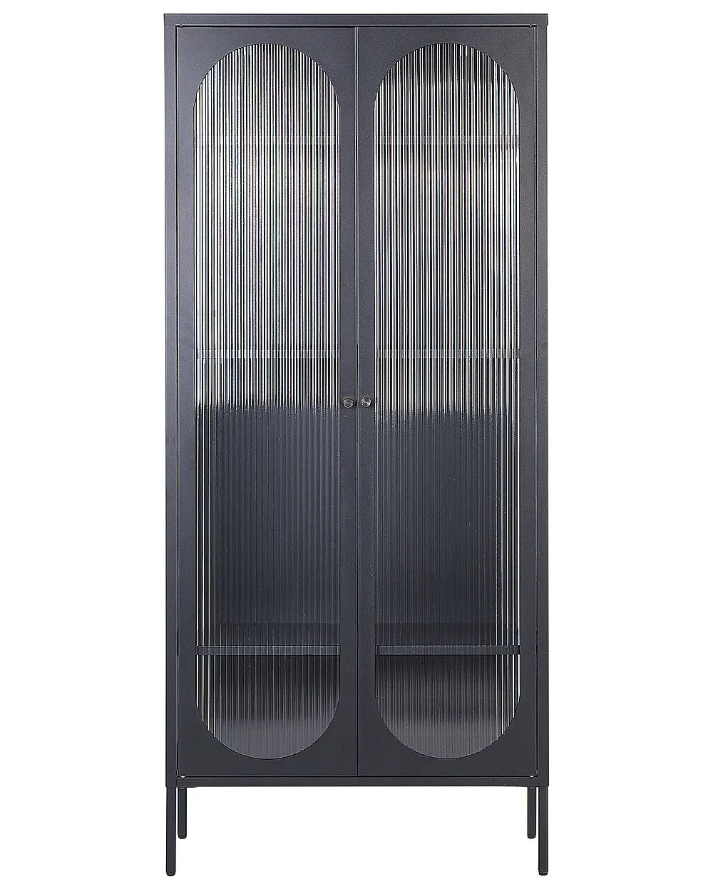 Glass Display Cabinet FOXTON 80 cm Metal Black_1199874