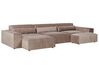 Right Hand 3-Seater Modular Fabric Corner Sofa with Ottoman Brown HELLNAR_912397