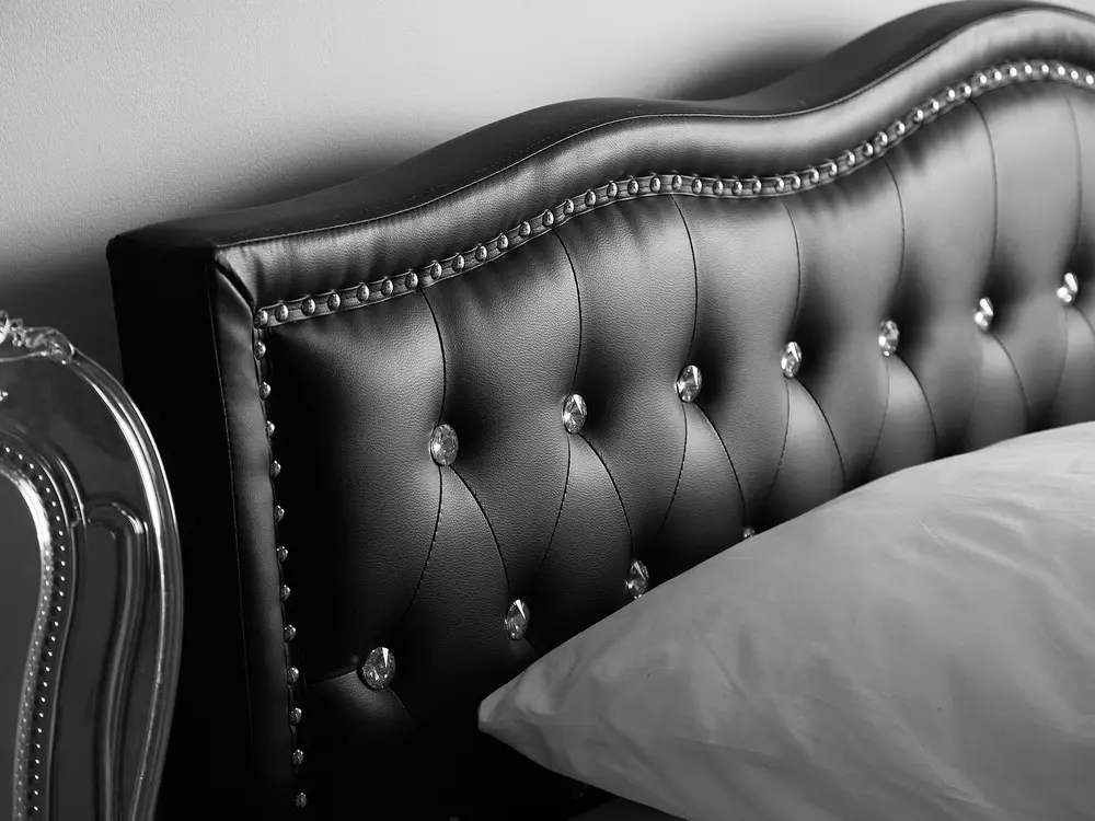 Bed Faux Leather METZ 140 x 200 cm (EU Double) Black_731106