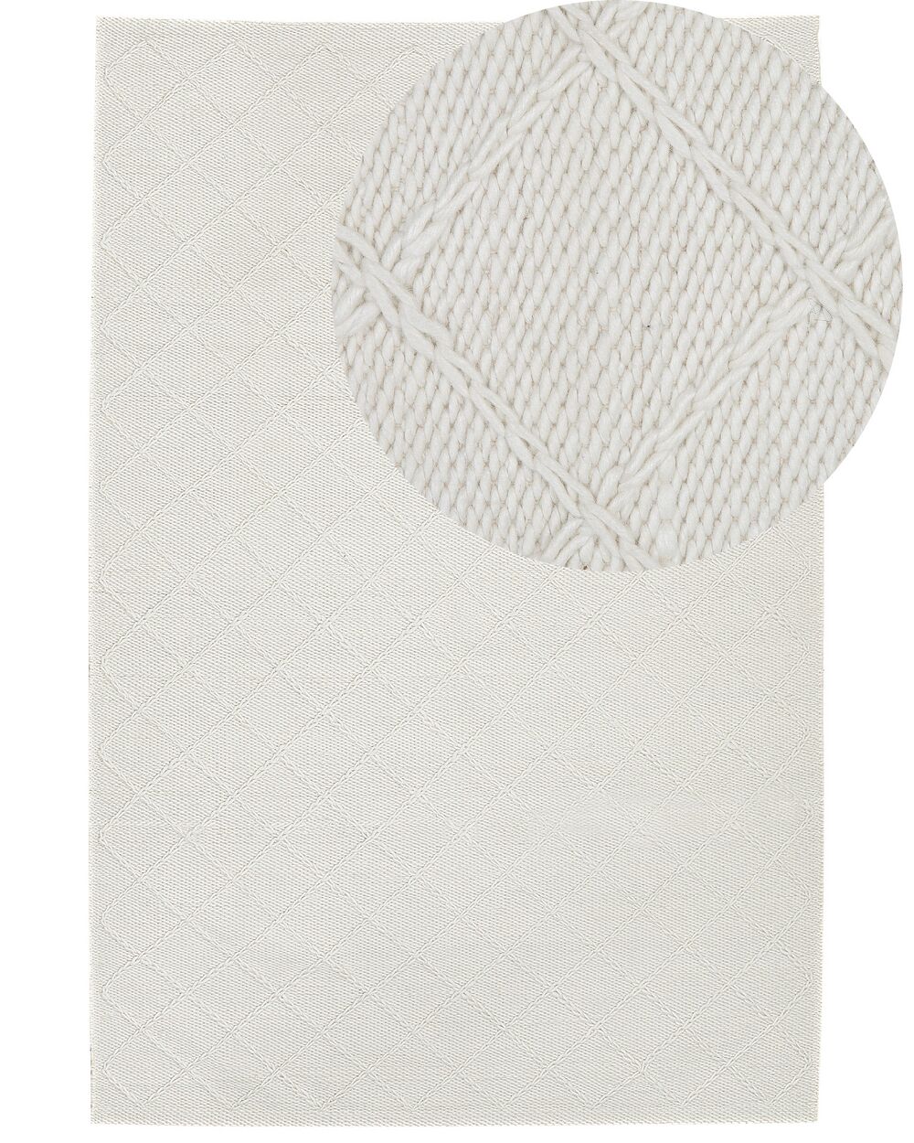 Dywan ELLEK Biały 160 x 230 cm Wełna