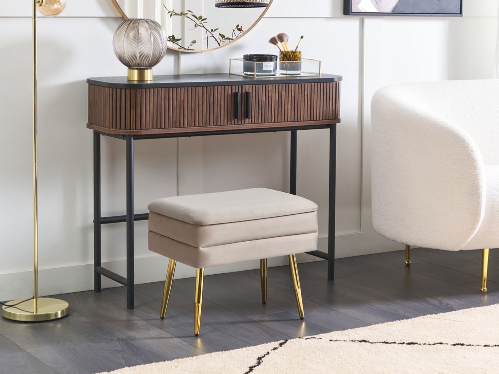 Velvet Storage Bench Beige ODESSA Beliani