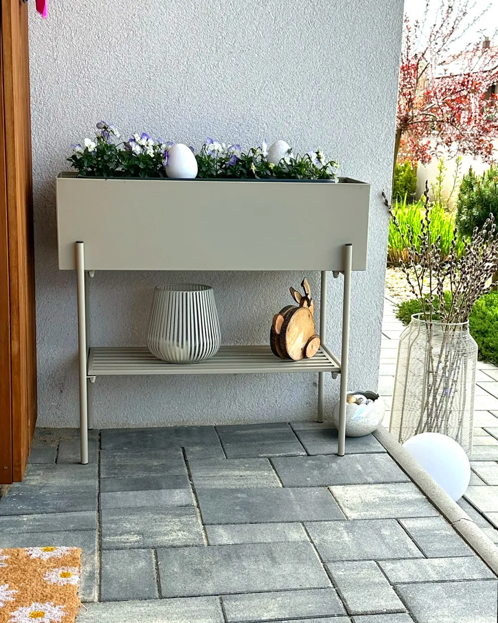 Donica na nóżkach VINCA 70 cm Metal Beżowy_983760