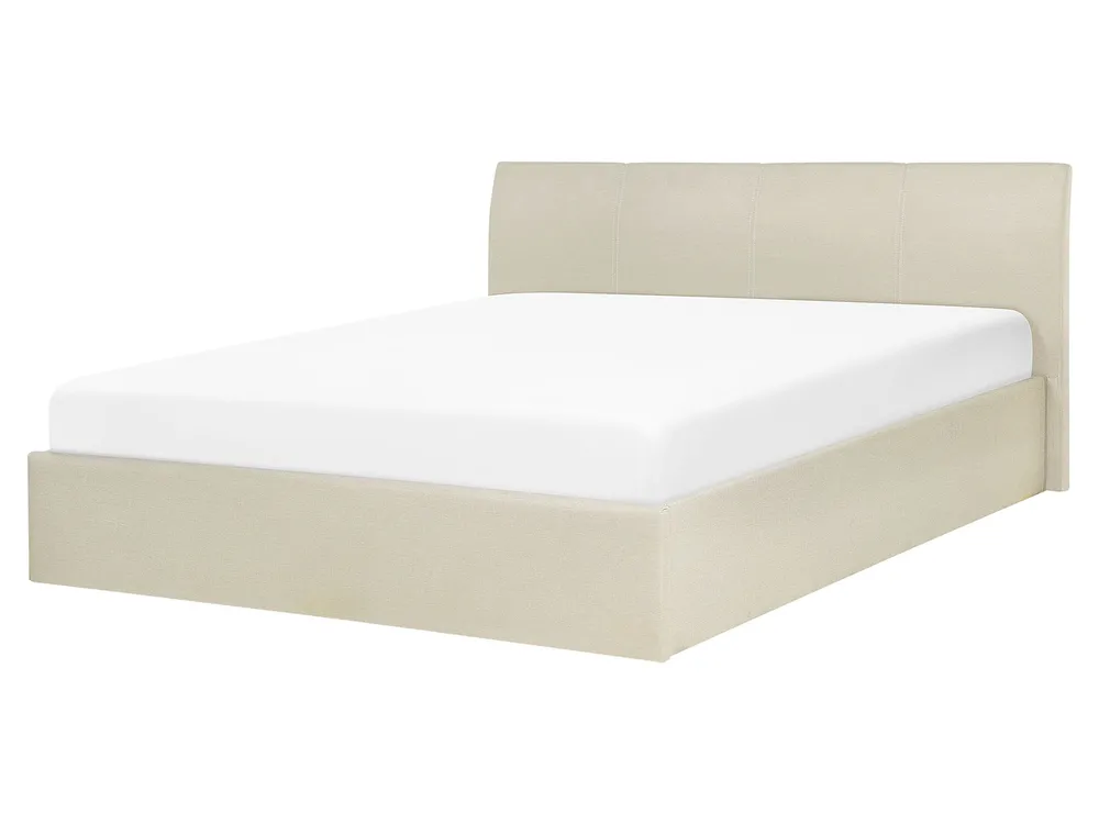 Bett mit Stauraum ORBEY Stoff Hellbeige 160 x 200 cm_767998